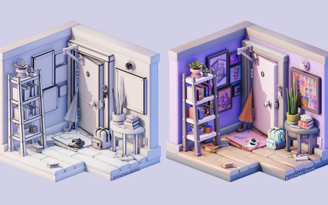 【3dmax建模】简单上手box室内小场景建模,零基础场景建模案例,新手