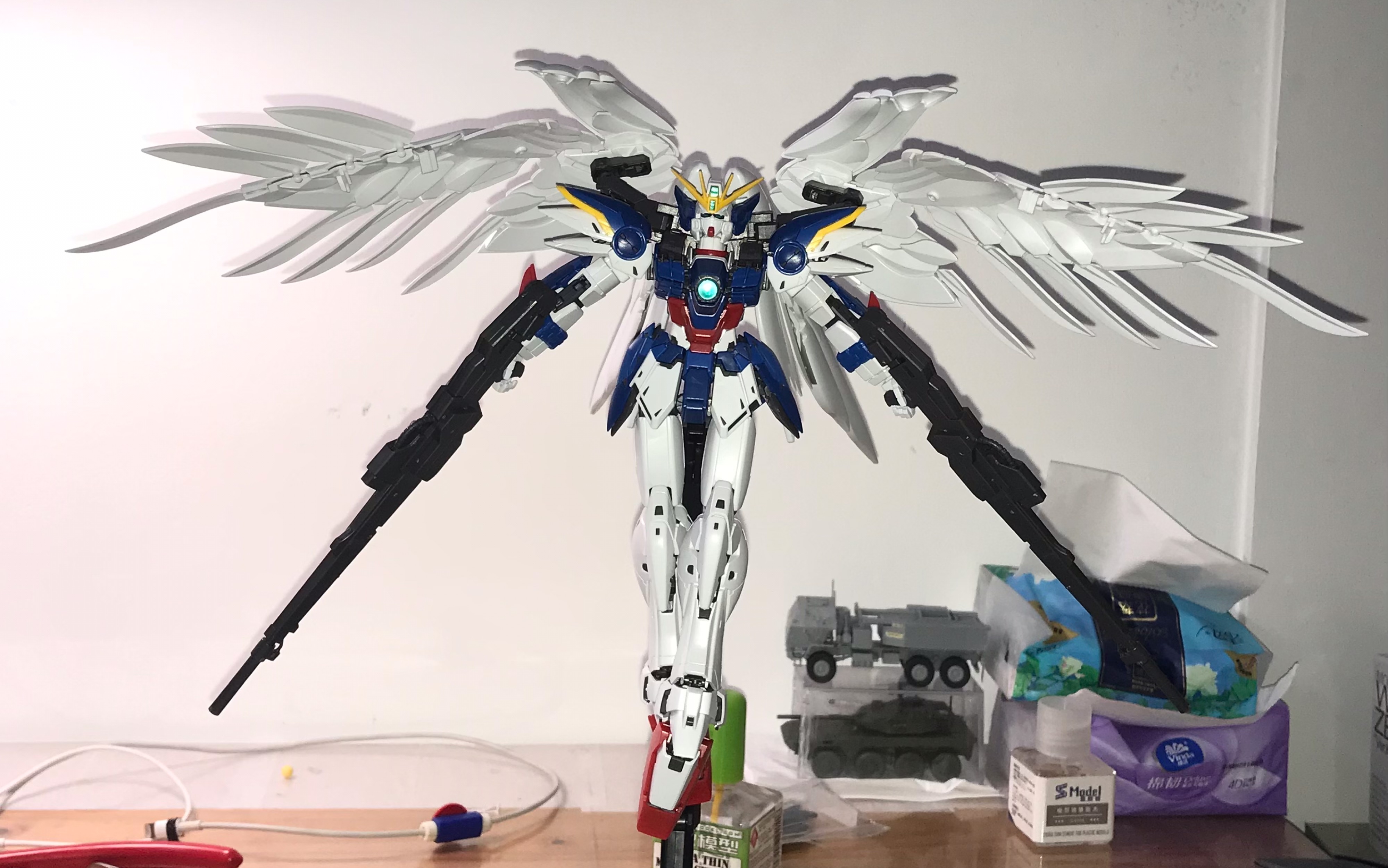 万代高达ver卡 mg 飞翼零式 掉毛天使 素组