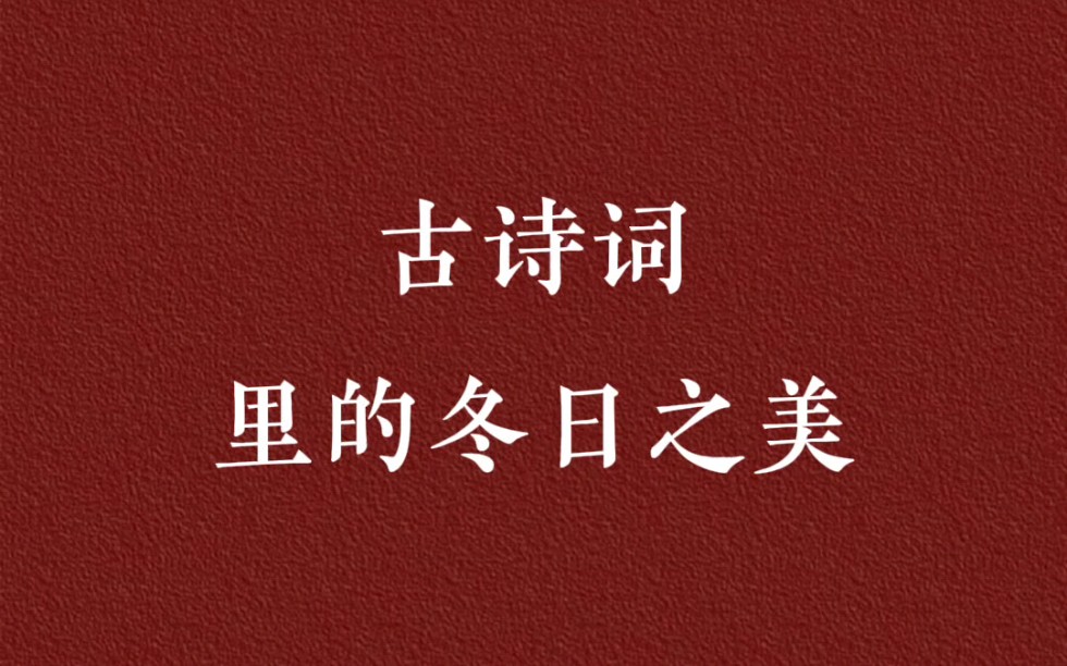 冬日里的绝美诗词哔哩哔哩bilibili