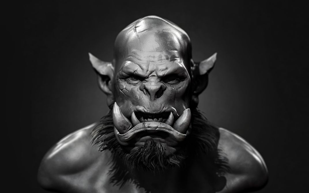 zbrush新手教程魔兽世界兽人3d建模角色怪物高模雕刻技巧