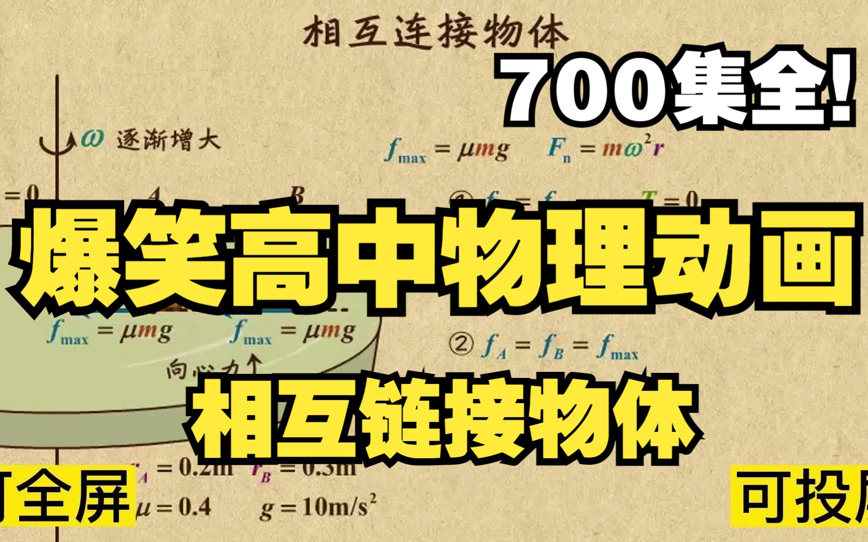 [图]700集全可分享 爆笑高中物理动画 相互连接物体 孩子一看就明白