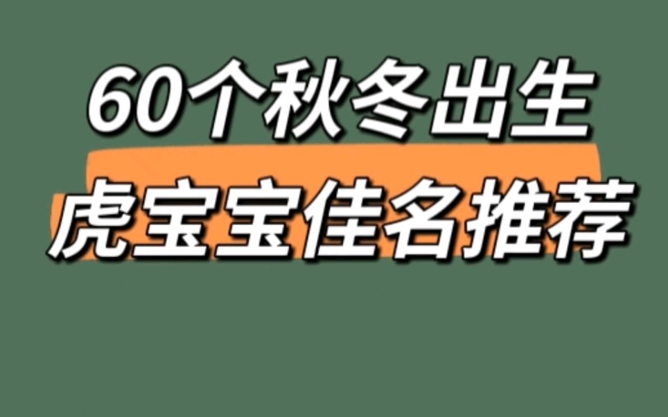 60个秋冬虎宝宝佳名推荐哔哩哔哩bilibili