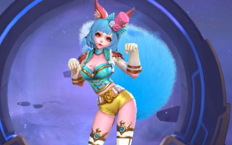 拖米妲己两款星元皮肤湛蓝魅影与紫金岁月皮肤尾巴特效技能展示蓝款仙