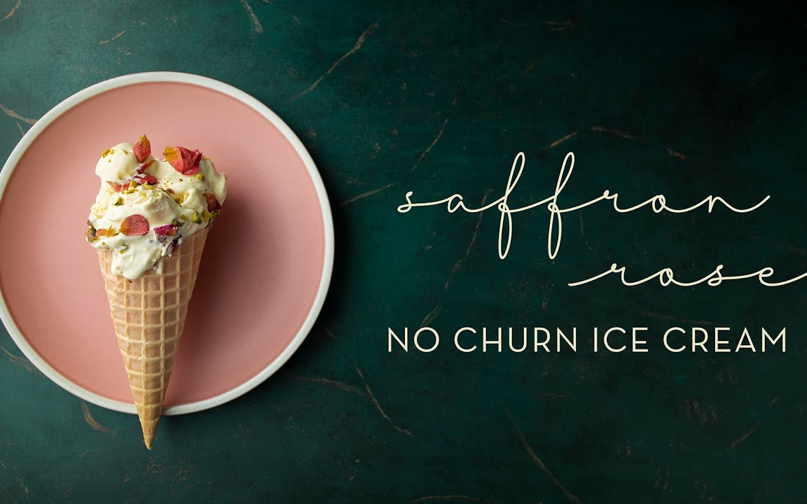 hijabs and aprons】藏红花玫瑰冰淇淋(不用冰淇淋机)~|saffron rose