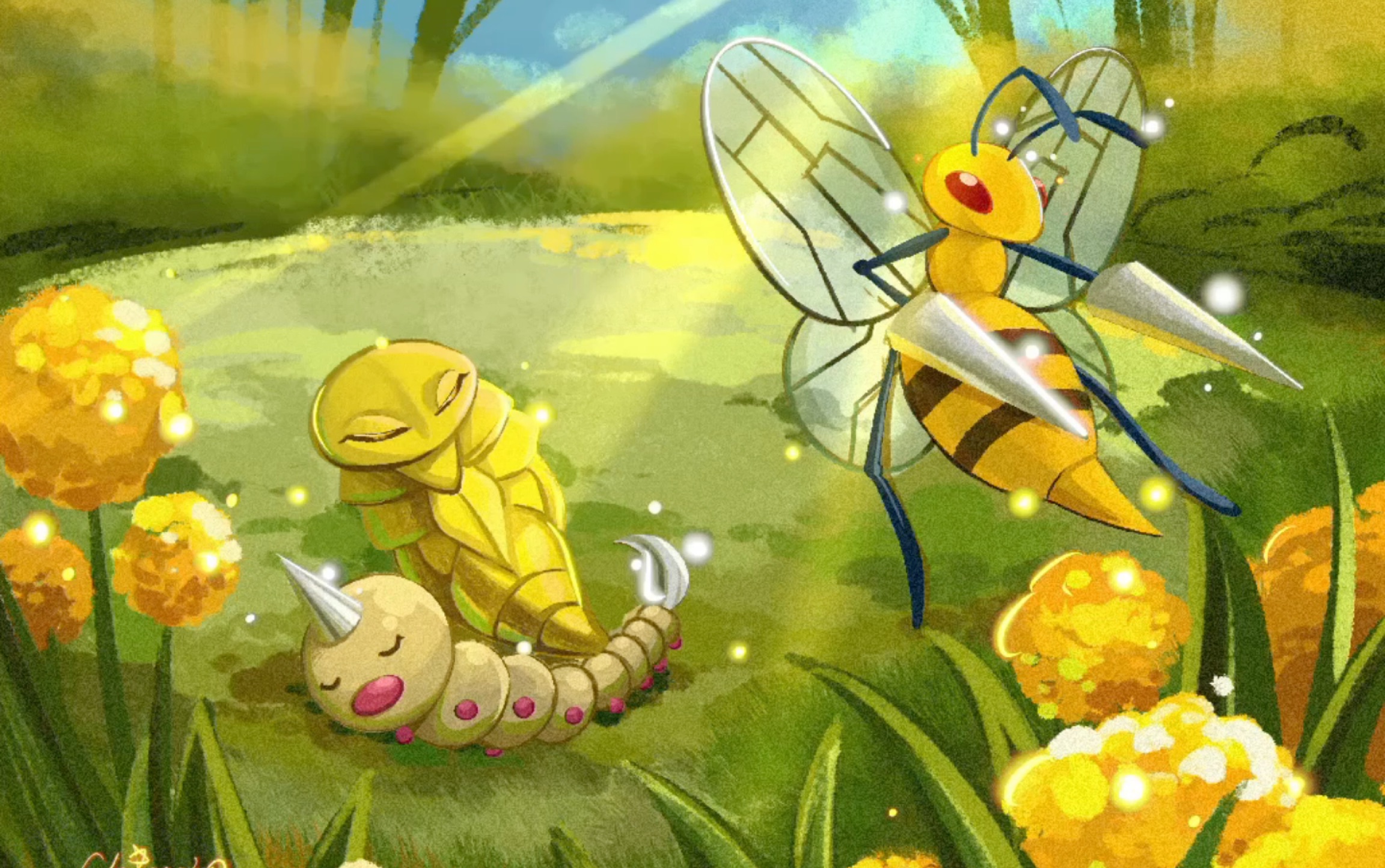 【板绘】宝可梦—独角虫 铁壳蛹 大针蜂