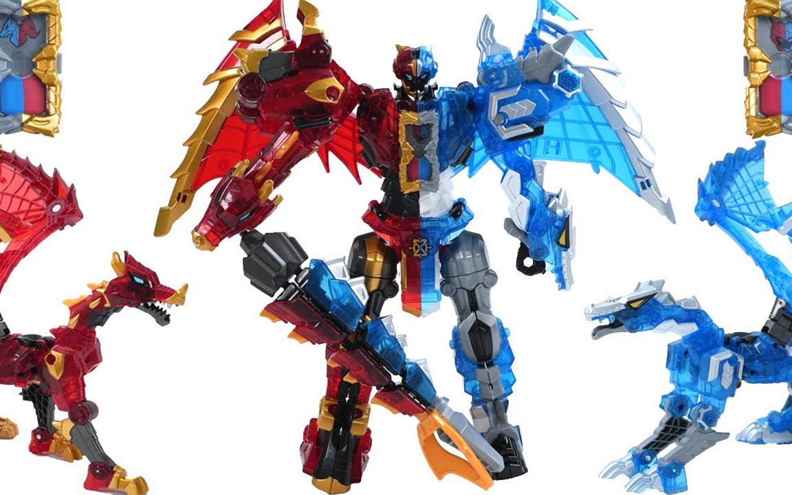 变形恐龙玩具试玩,冰龙和火龙合体变出冰火战士!