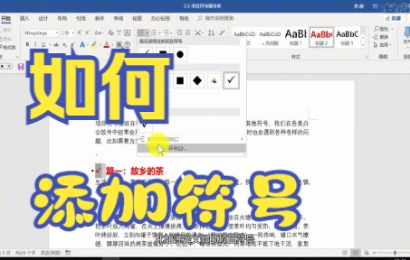 【word技巧】今天教你如何用word软件项目中添加符号并将标题进行加粗哔哩哔哩bilibili