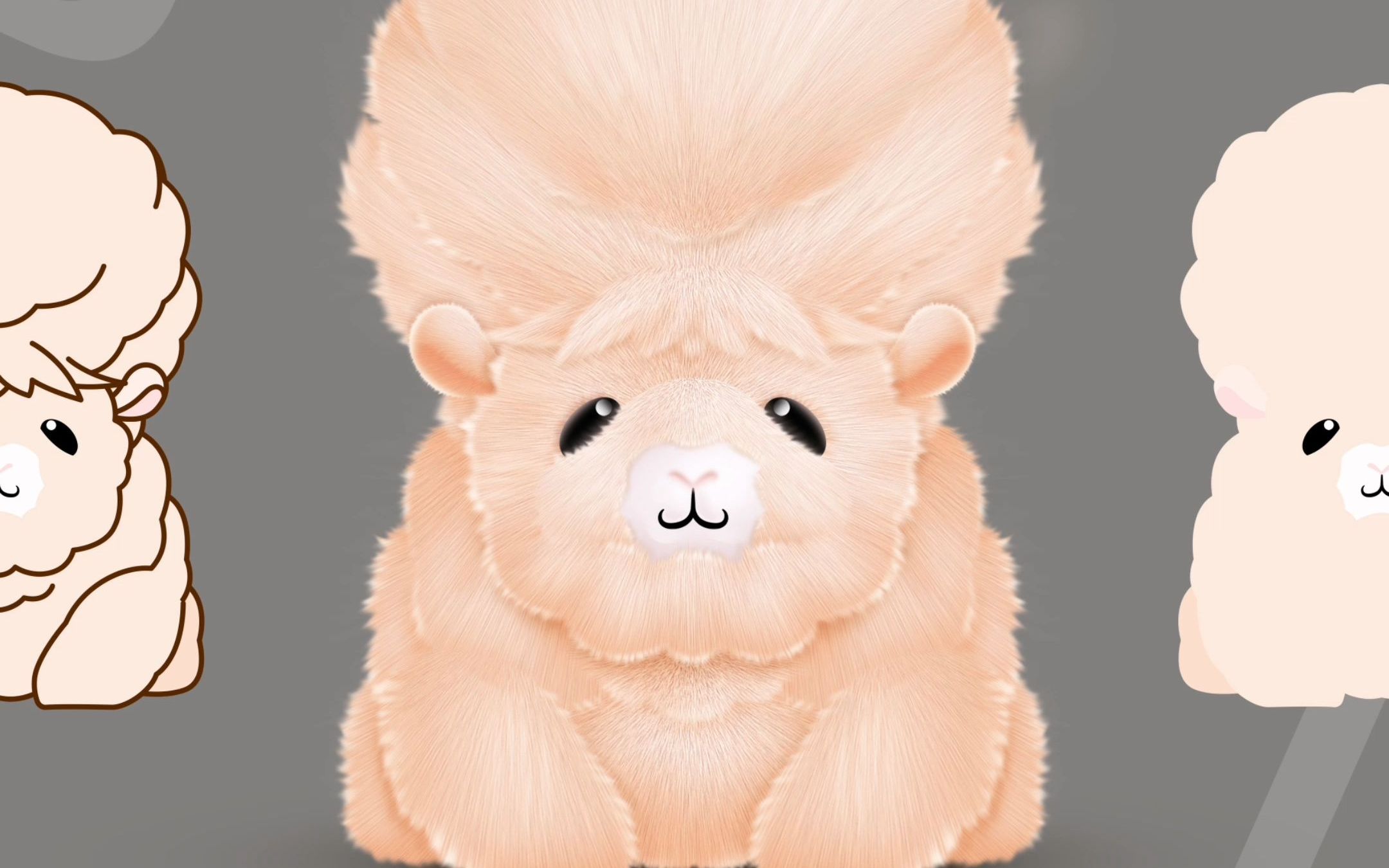 毛茸茸风格吉祥物 毛绒绒吉祥物 可爱公仔插画 公仔吉祥物 羊吉祥物