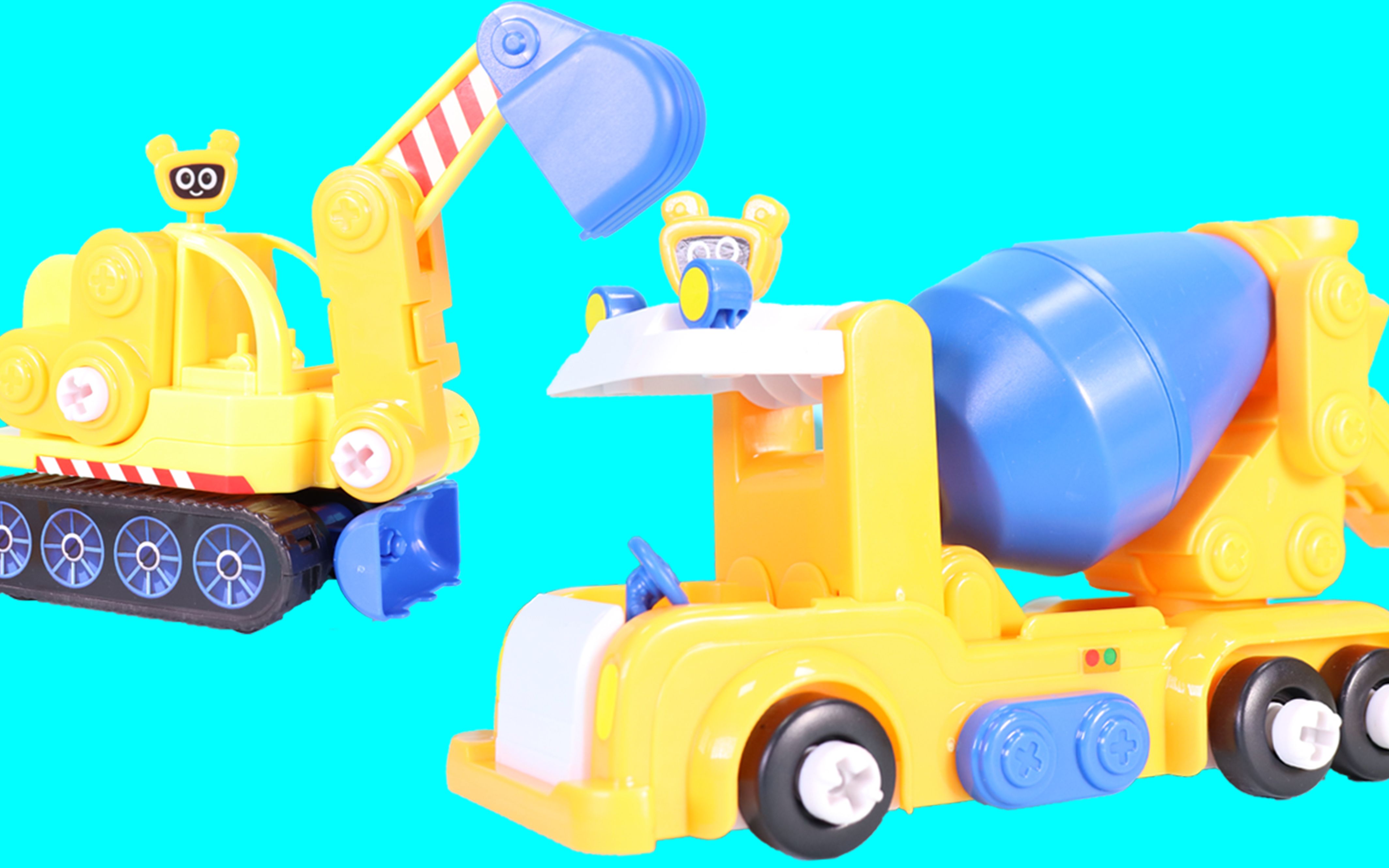 嘟当曼磁性拼装搅拌车和挖掘机玩具