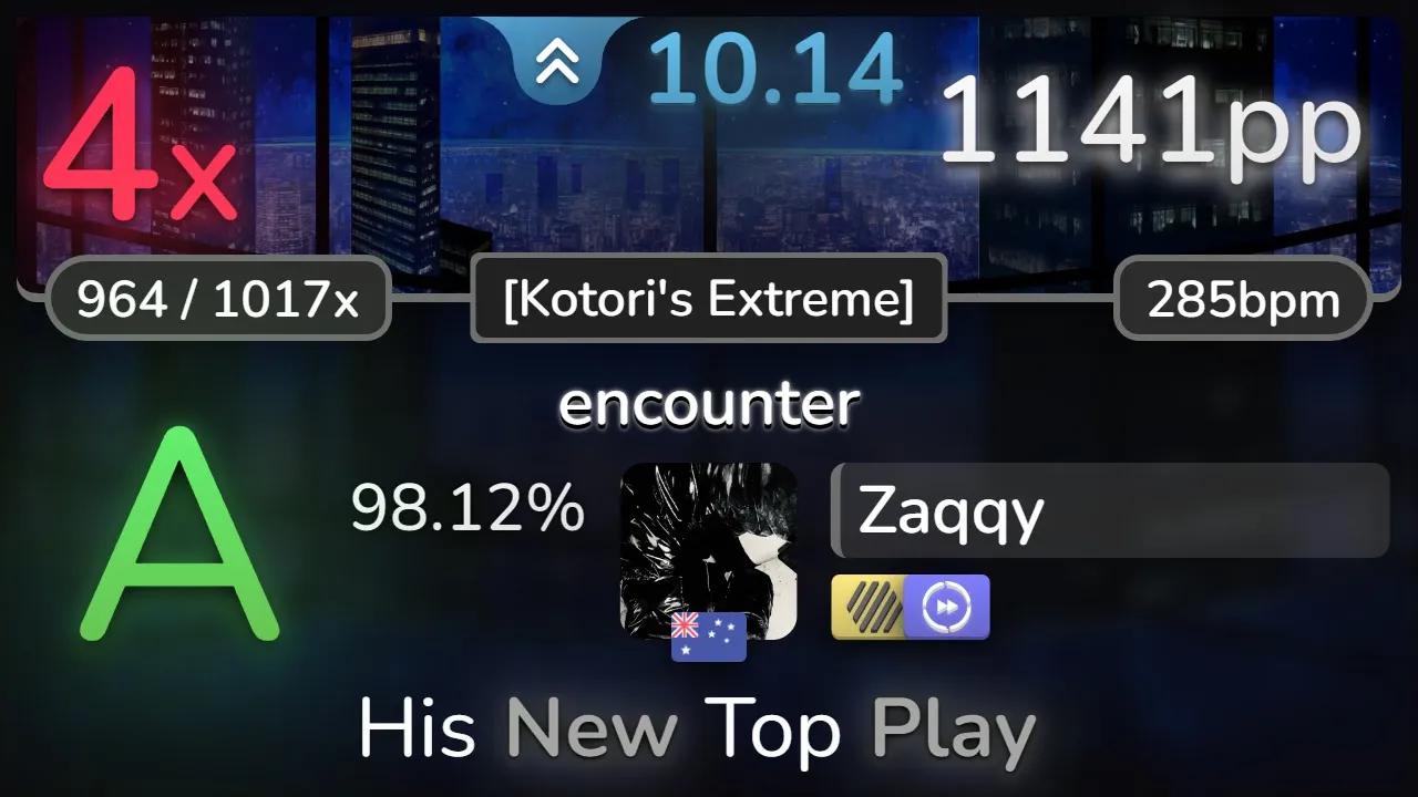 zaqqy skipped 1k and got 1141pp on a RANKED 10*, and DESPITE 4 misses... (1333pp哔哩哔哩bilibiliOSU