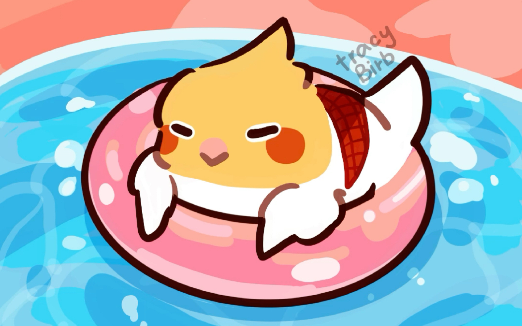 【绘画过程】小鸟游泳