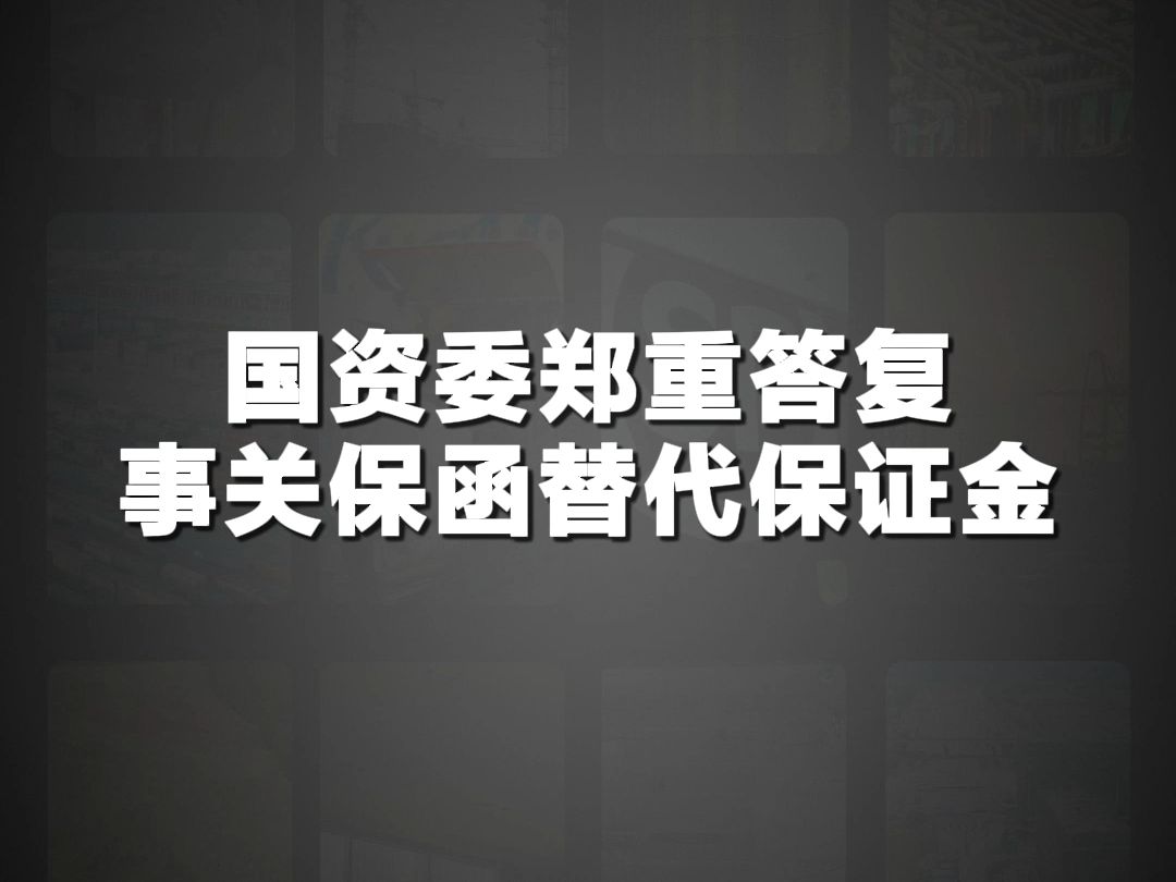 犀牛卫APP国资委郑重答复,事关保函替代保证金哔哩哔哩bilibili