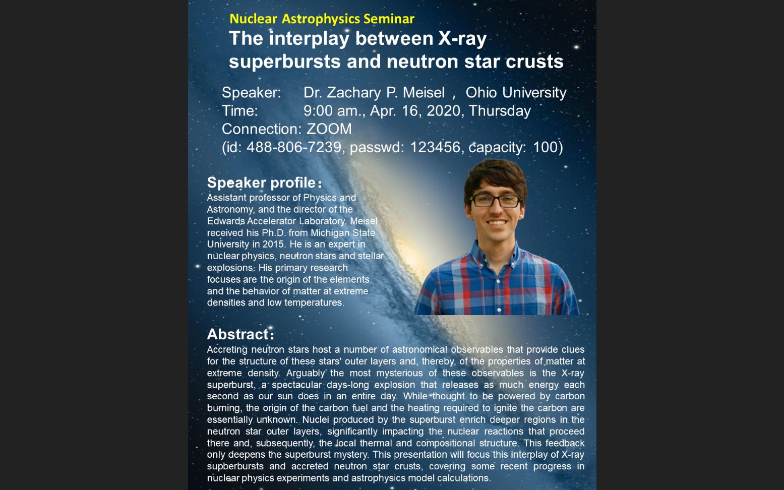 [图]【核天体物理研讨会】The interplay between X-ray superbursts and neutron star crusts