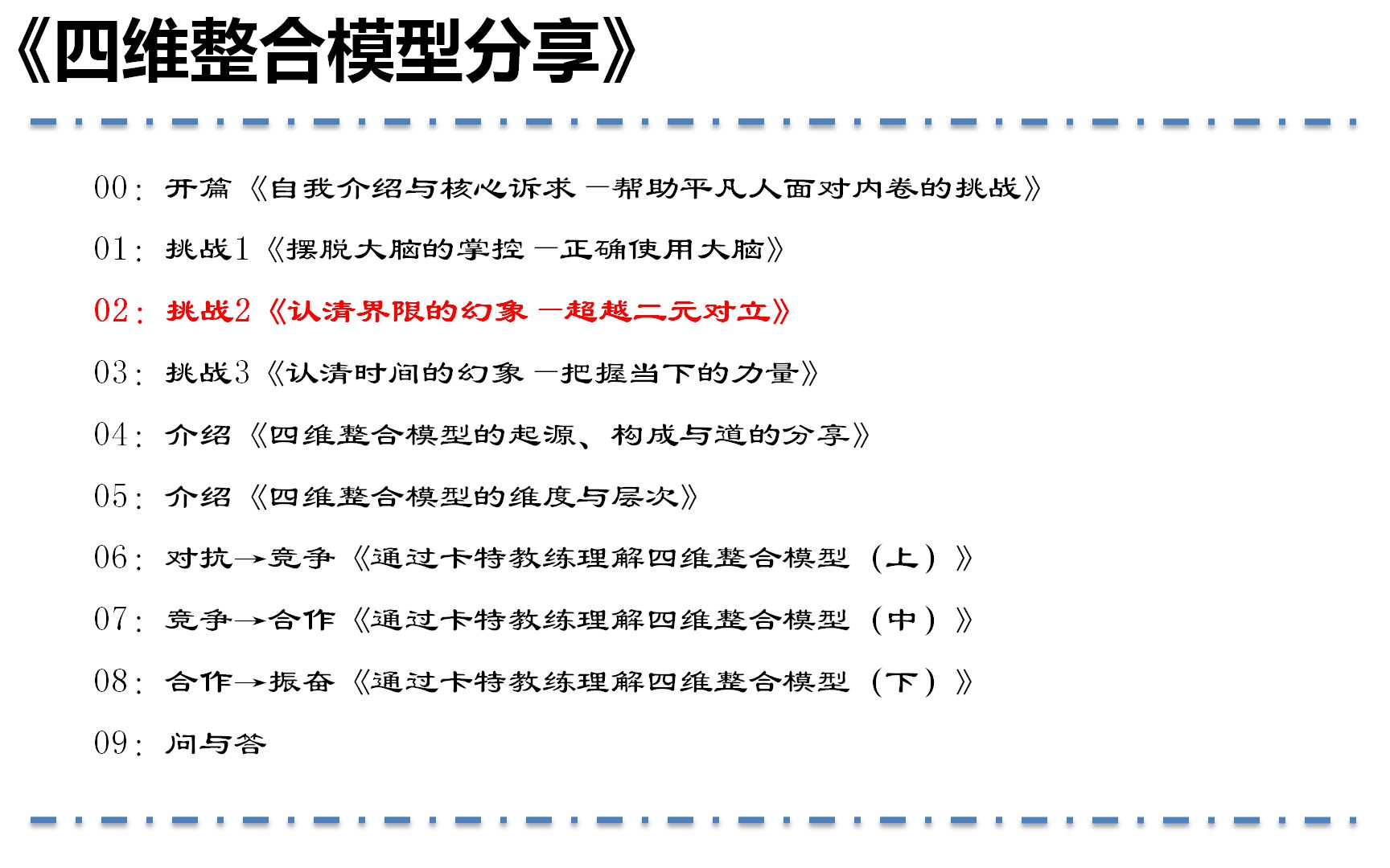 [图]四维整合模型分享-02挑战2《认清界限的幻象—超越二元对立》