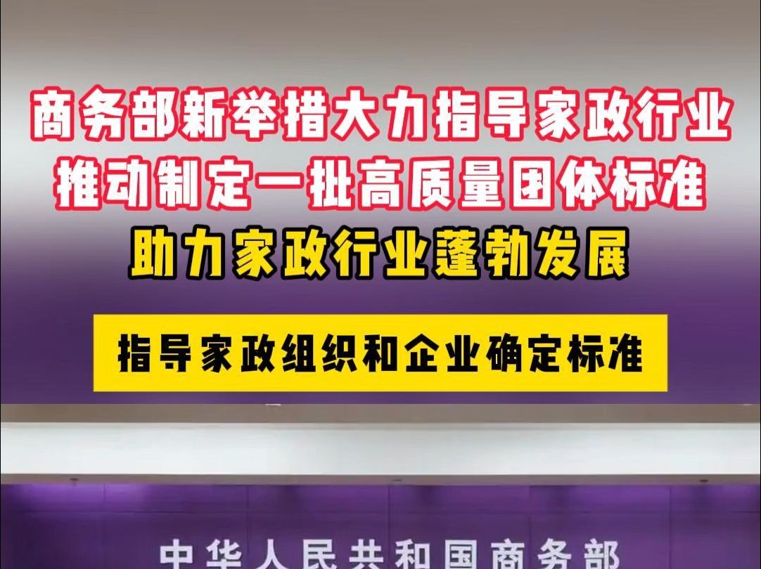 商务部新举措大力指导家政行业推动制定一批高质量团体标准哔哩哔哩bilibili