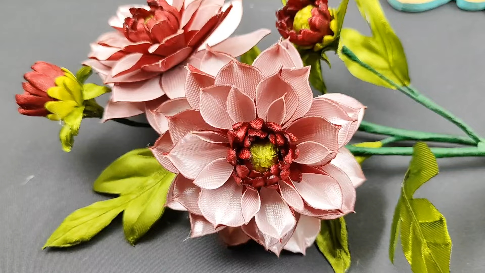 【ochayoo】大丽花丝带花制作教程diy dahlias _how to make satin
