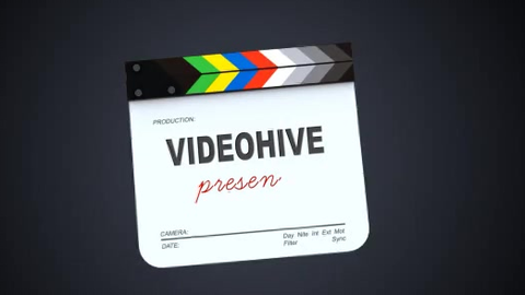 AE模板-打板电影开拍视频拍摄打板特效的动态LOGO片头模板动态徽标视频