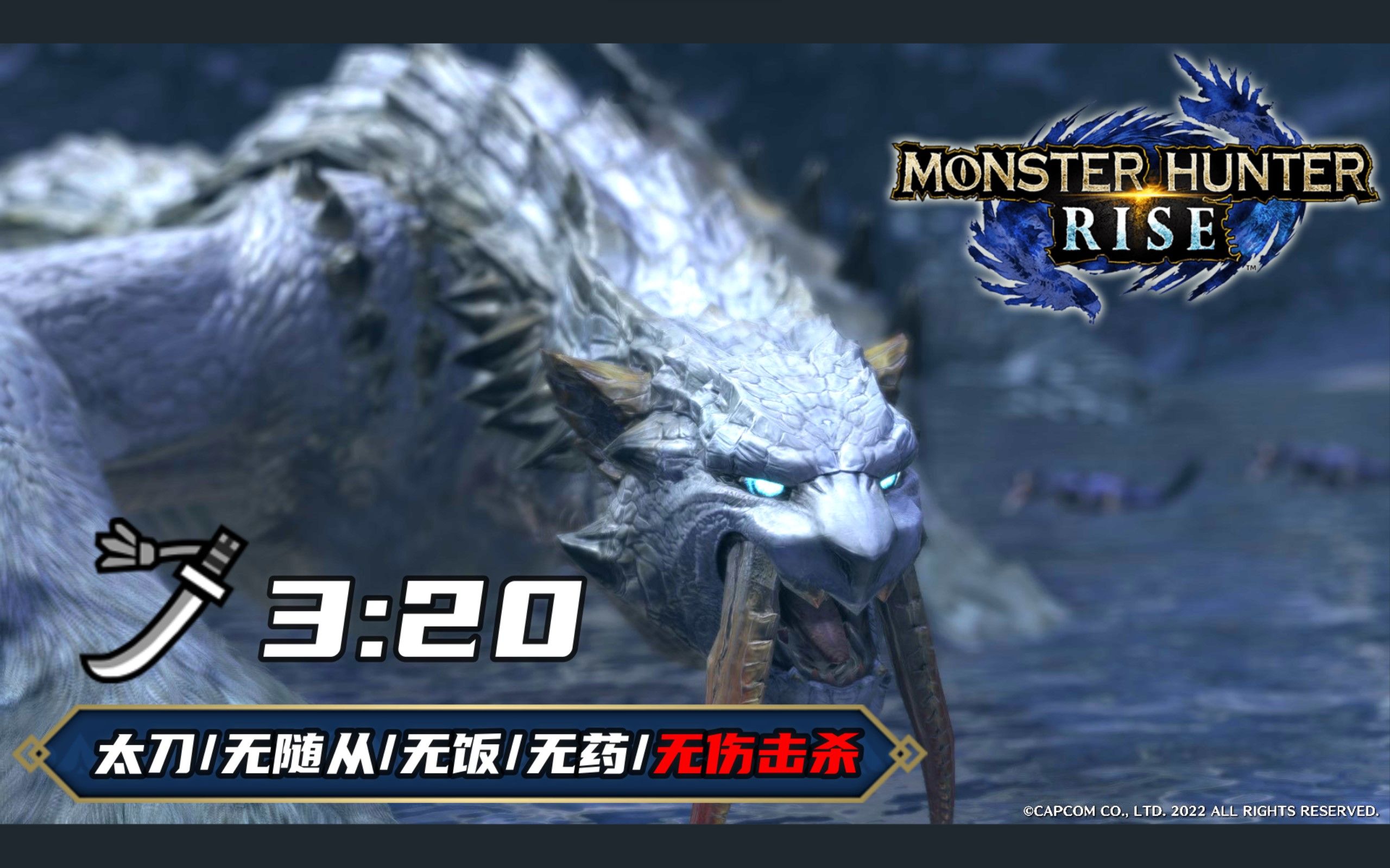 mhr太刀无伤集会上位6星斗技场冰牙龙太刀无随从无饭无药无伤击杀320