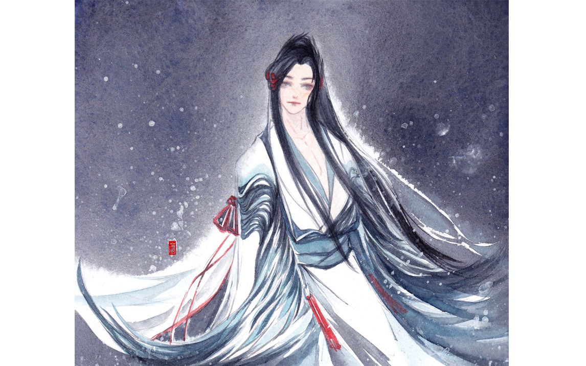 【水彩】鹤拟人 线稿一时爽,上色火葬场