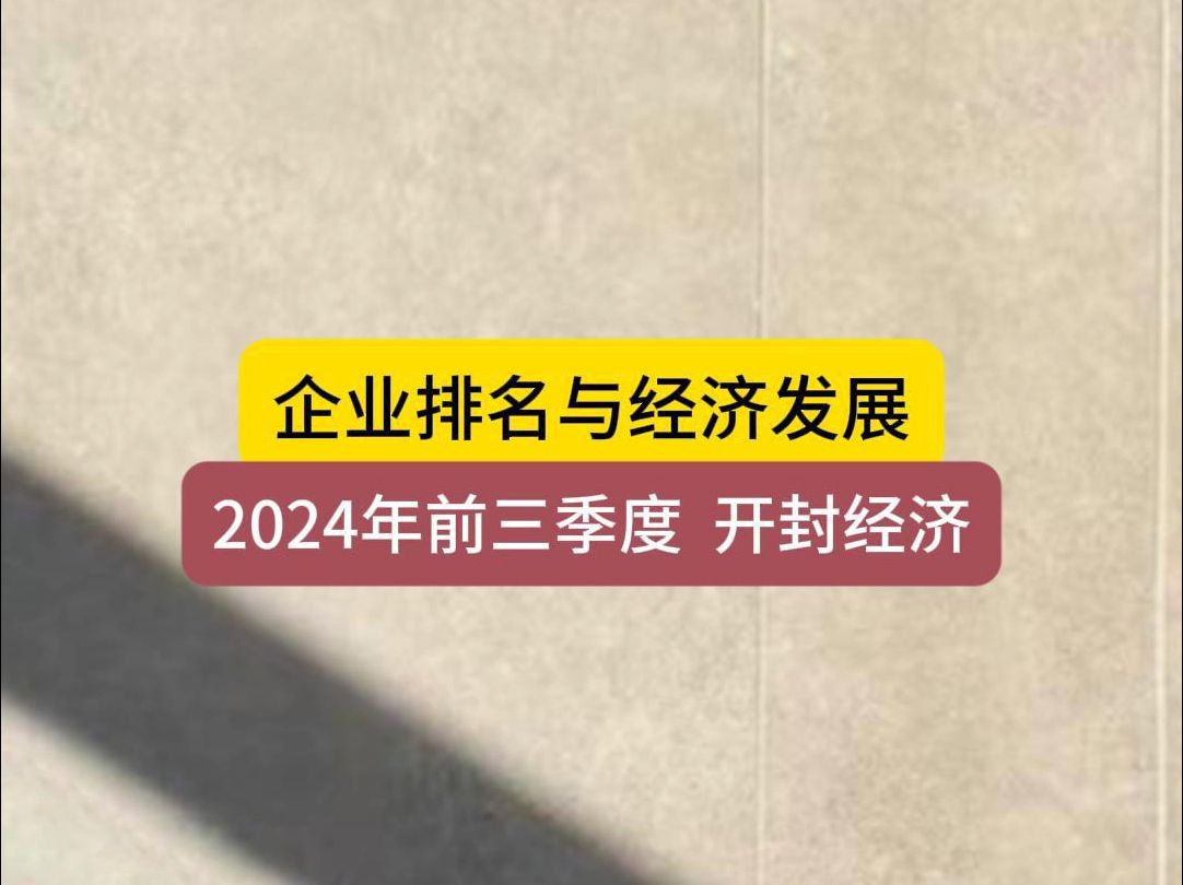 2024年前三季度,开封经济数据,企业排名与经济实力的关联哔哩哔哩bilibili