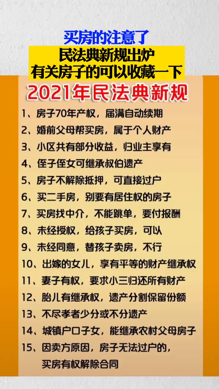 买房的注意了2021年民法典新规出炉有关房子的可以收藏一下27641