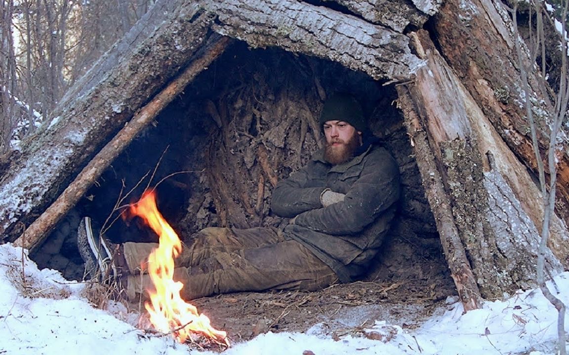 「kusk bushcraft」熬过零下36°~简易庇护所与没有帐篷和睡袋的夜晚