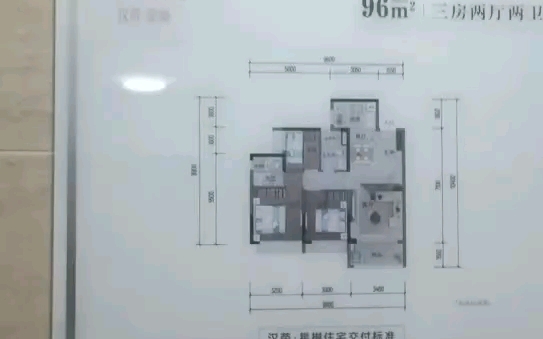 东莞虎门汉荣星樾96平样板房户型图视频,一手新房哔哩哔哩bilibili