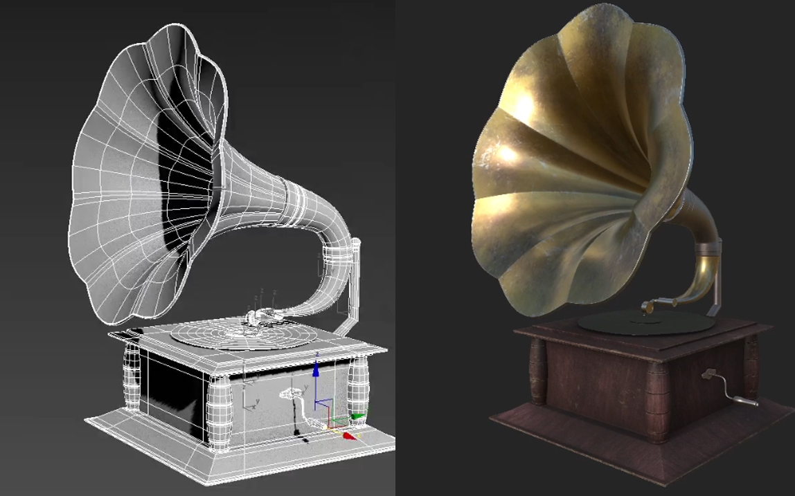 3dmax場景建模:一臺留聲機,復古場景模型製作全過程
