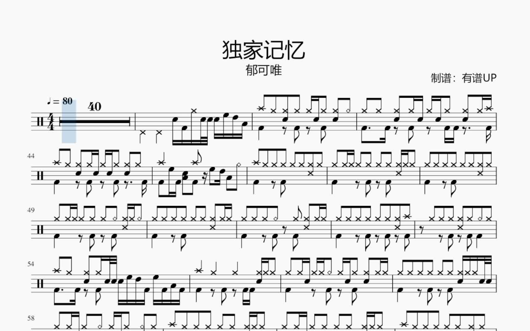 动态鼓谱:独家记忆(DRUM COVER)哔哩哔哩bilibili