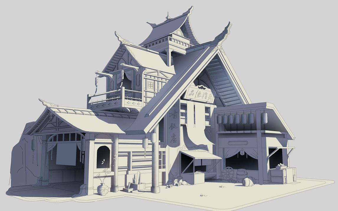 【3dmax建模教程】次世代基础场景案例,古风建筑模型制作