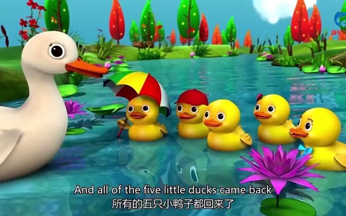 [图]来跟着一起唱一下《Five Little Ducks》