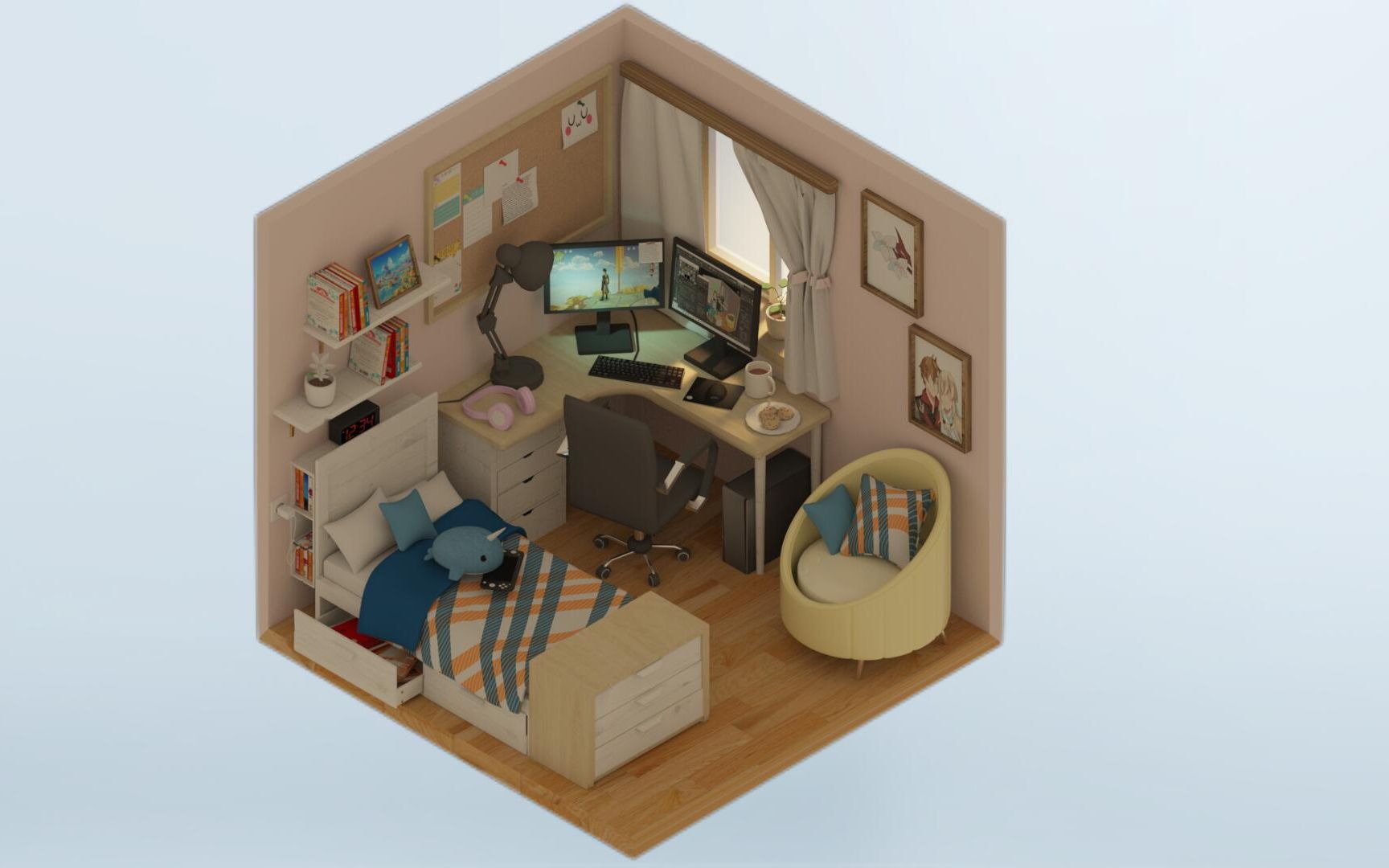 3dmax场景模型制作,简易室内场景模型制作,建模基础教学.