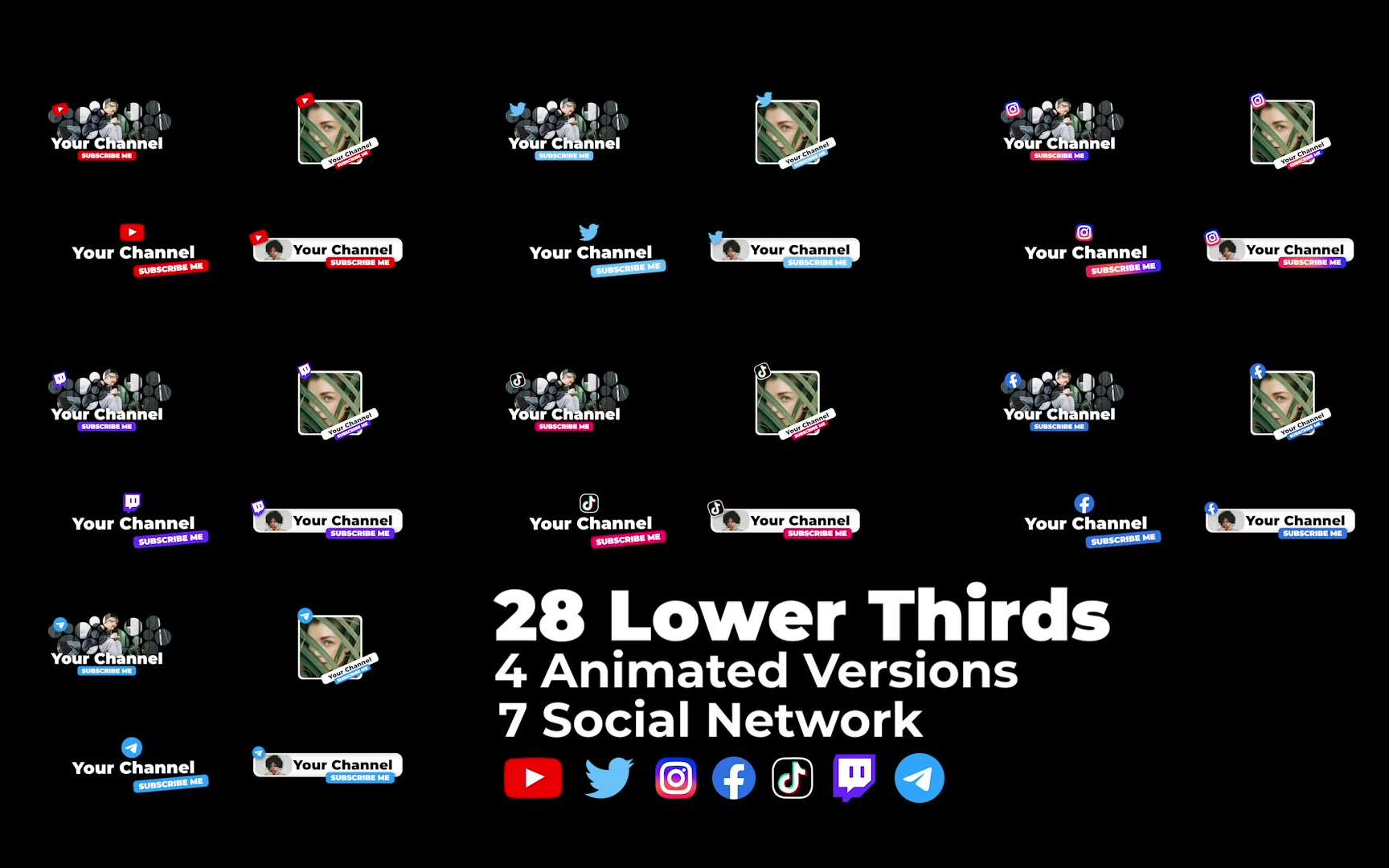 pr模板-视频博客频道个人自媒体社交媒体平台宣传字幕