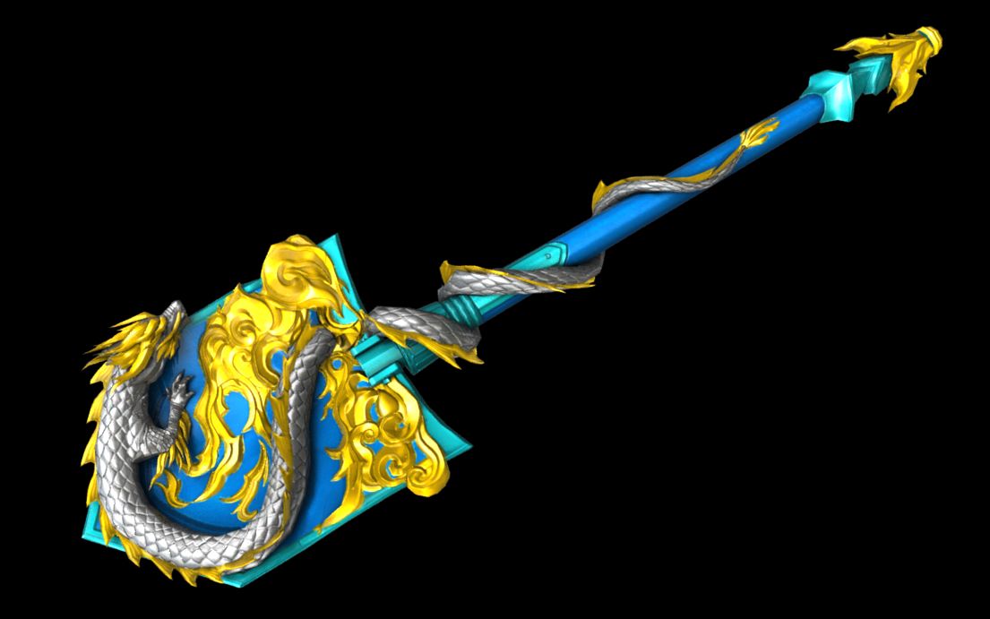 cf "军用铁锹-飞龙在天《shovel_royald6_bluesilverdragon》" 外观