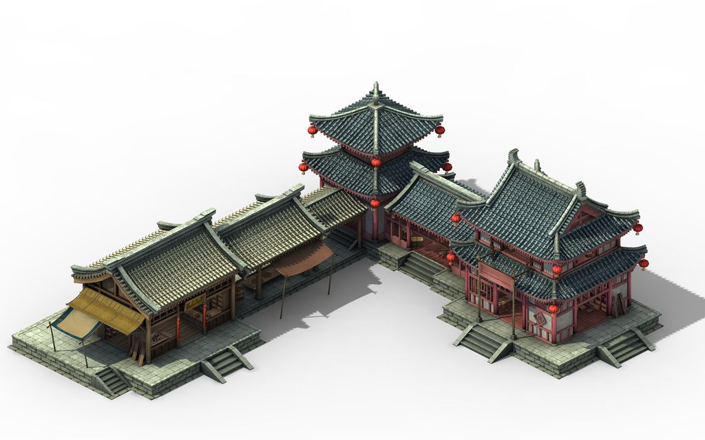 3Dmax场景建模——游戏大型古风场景四合院模型制作哔哩哔哩bilibili