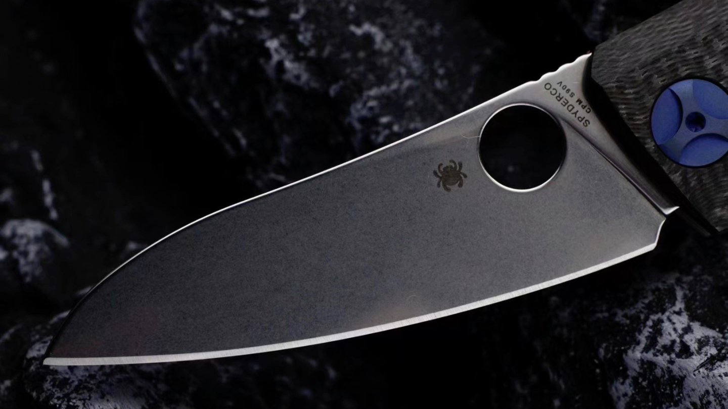 spyderco美国蜘蛛c235cftip drunken 碳纤维柄s90v粉末钢与熊头设计师