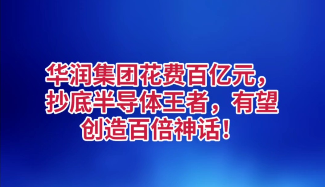 华润集团花费百亿元抄底半导体王者,有望创造百倍神话哔哩哔哩bilibili