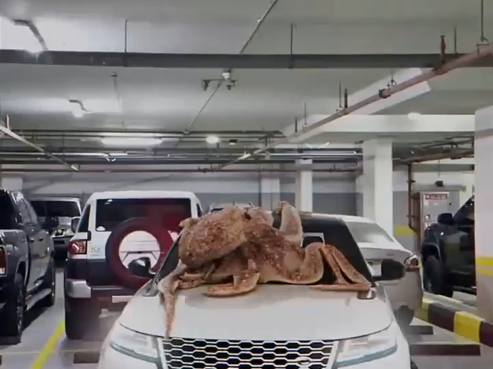 章鱼将汽车捏扁