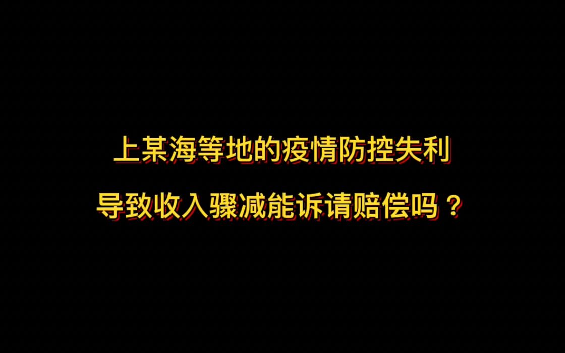 上某海等地的疫情防控失利 导致收入骤减能诉请赔偿吗?哔哩哔哩bilibili