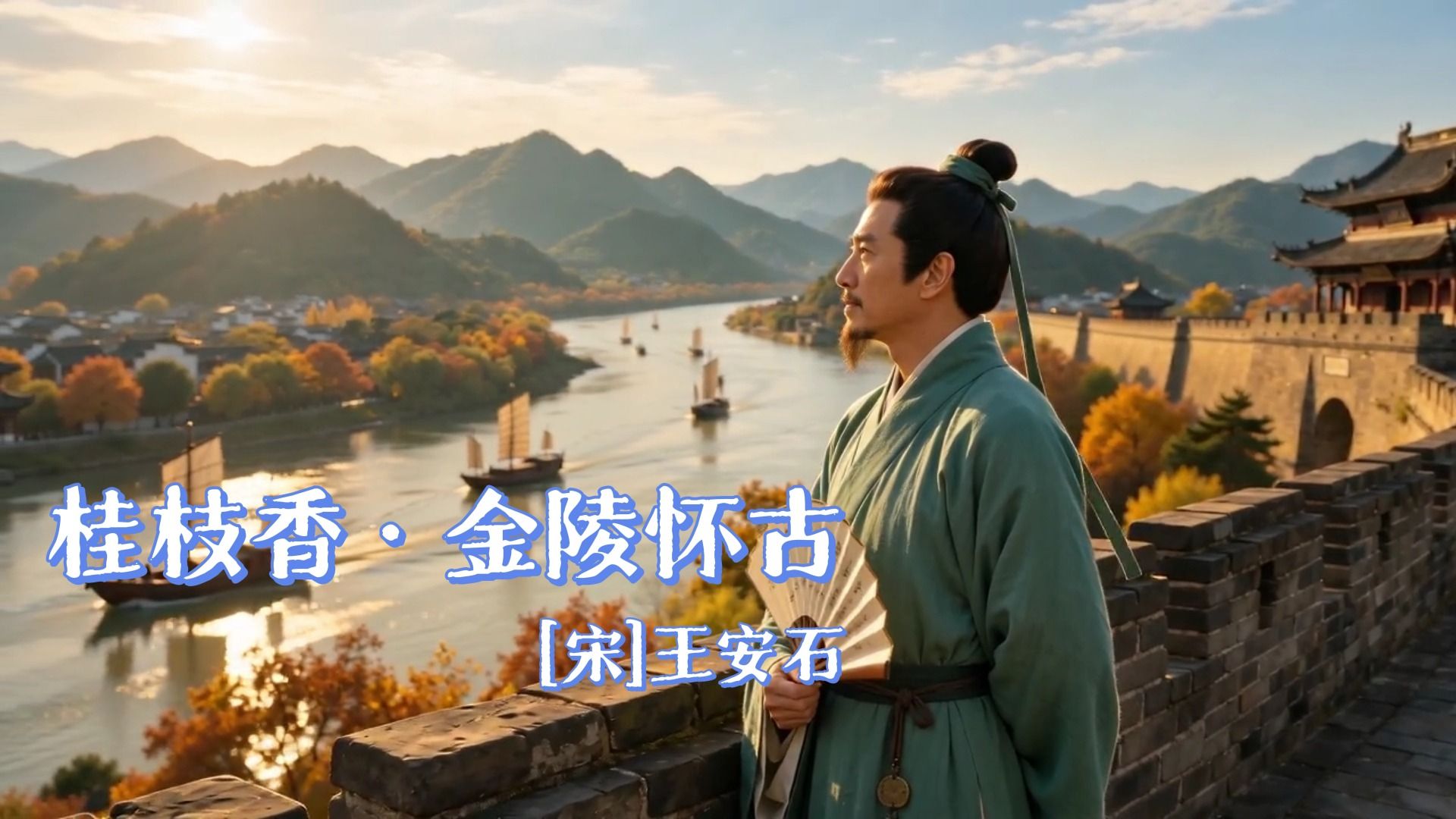 桂枝香·金陵怀古（六朝旧事随流水，但寒烟衰草凝绿）（宋-王安石）