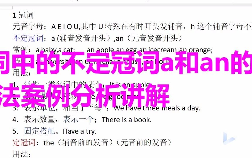 英语语法1冠词中的不定冠词a和an的搭配与用法案例分析讲解(1)哔哩哔哩bilibili