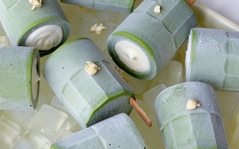 无冰渣7515宅家自制抹茶茉莉青提芝士雪糕7515