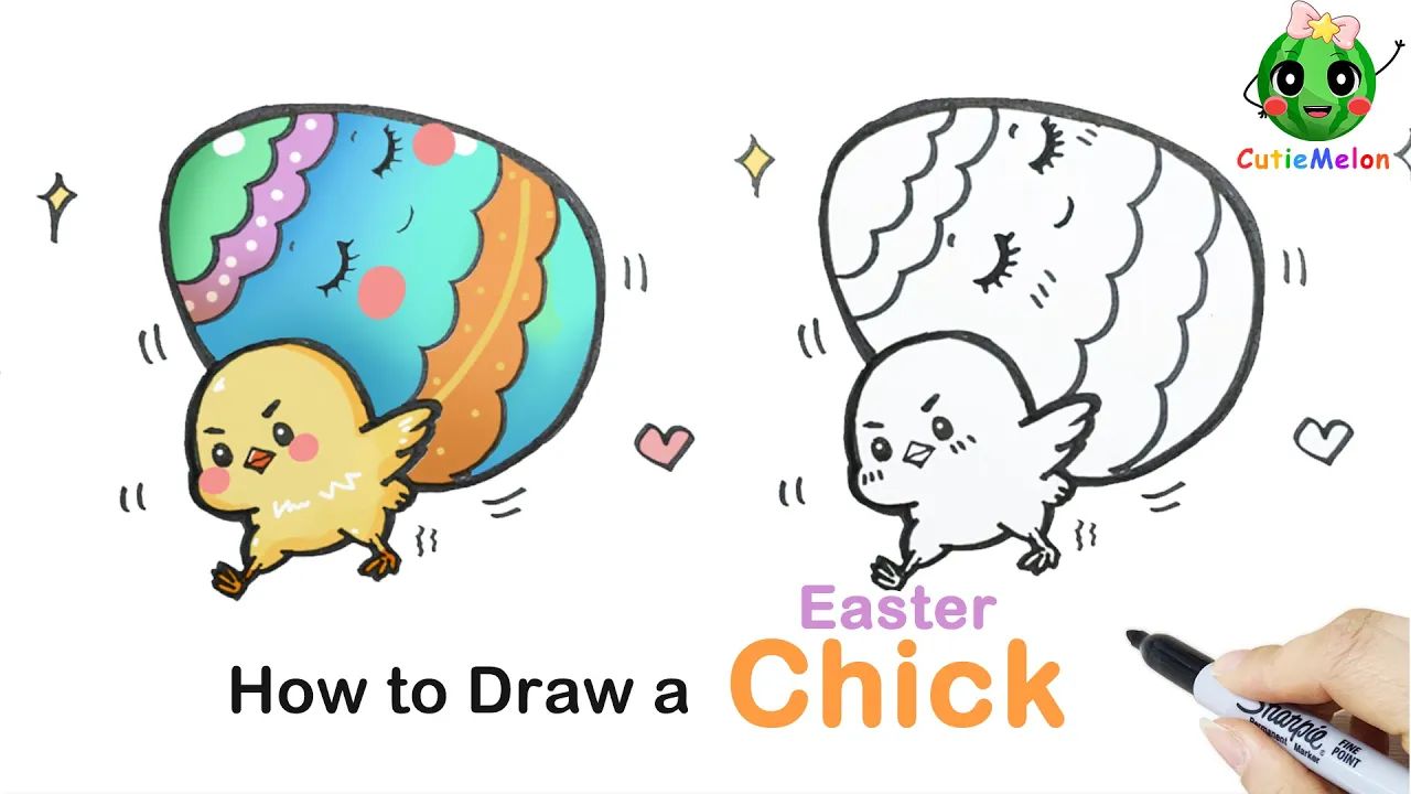 儿童简笔画复活节小鸡𐟐䠈ow to Draw an Easter Chick |Easter Egg|Easy Drawings for kids【西瓜宝宝哔哩哔哩bilibili