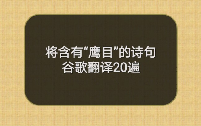 【谷歌翻译】带有“鹰目”的诗句哔哩哔哩bilibili