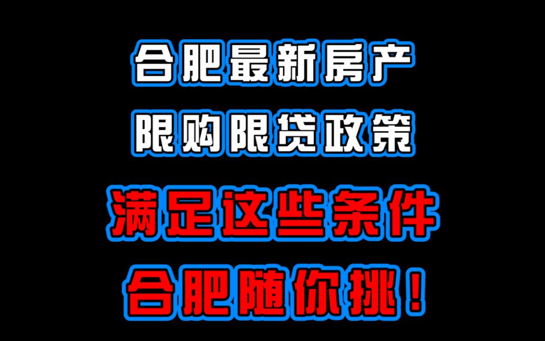 合肥最新房产限购限贷政策,满足这些条件,合肥随你挑哔哩哔哩bilibili