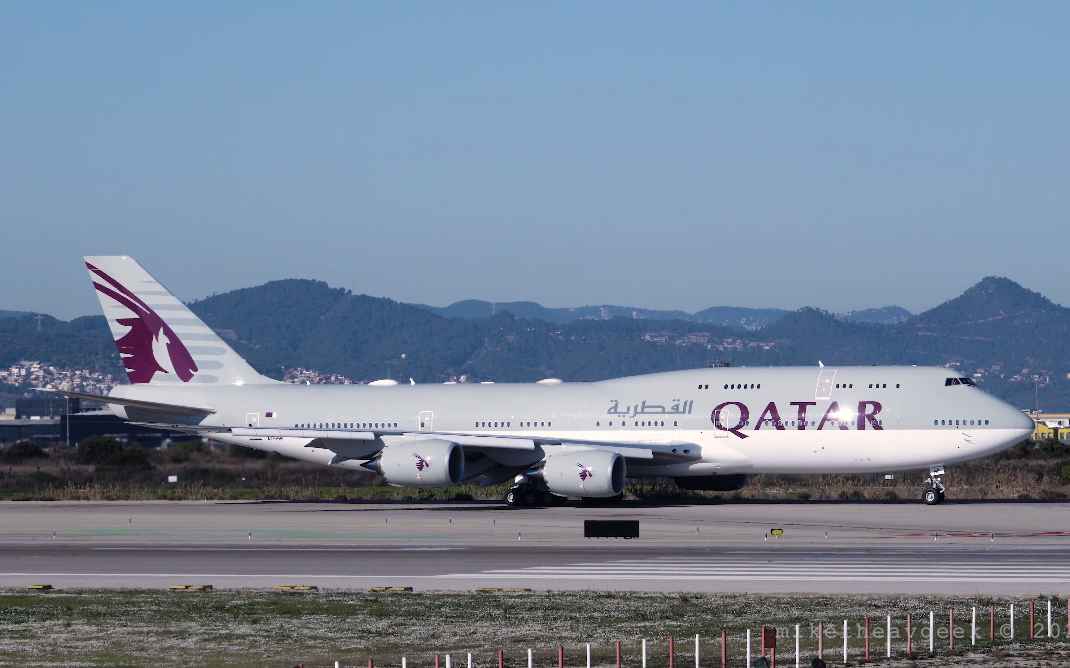 qatar 747-8z5bbj|巴塞罗那-埃尔普拉特机场|4k