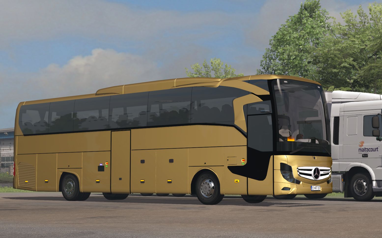 【欧洲卡车模拟2】#体验新车 梅赛德斯奔驰travego x 2020大巴,超静音