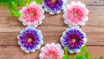 细工花 100均つまみ細工 大きめダリアdahlia Fabric Flower Kanzashi Flower 哔哩哔哩 Bilibili
