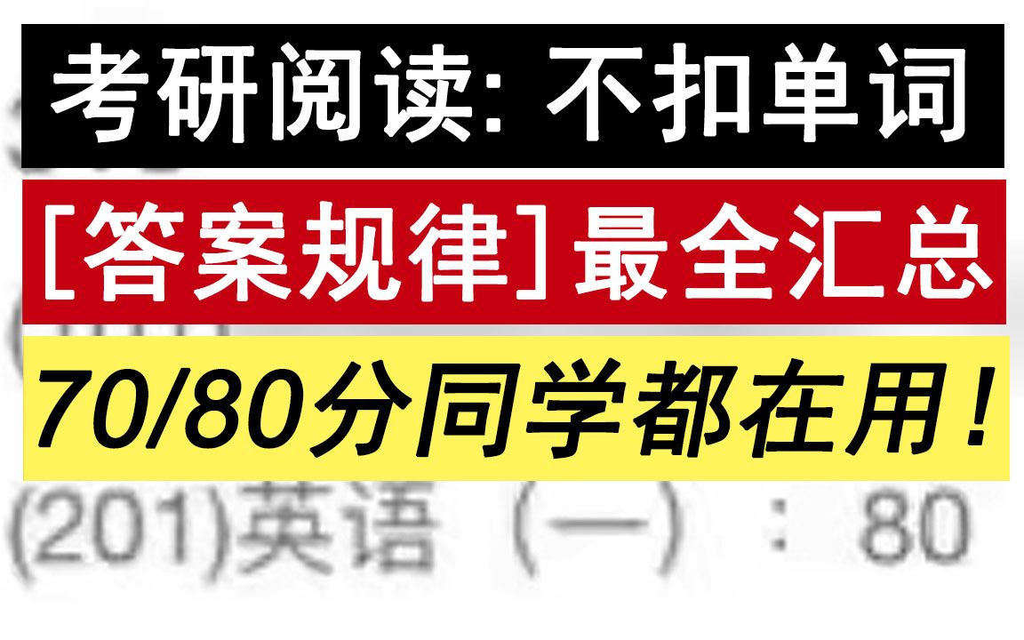 23考研英语【阅读最多只错1个】真题讲解《答案规律汇总》不扣单词不翻译,英语保70冲80(合集版)李文勍哔哩哔哩bilibili