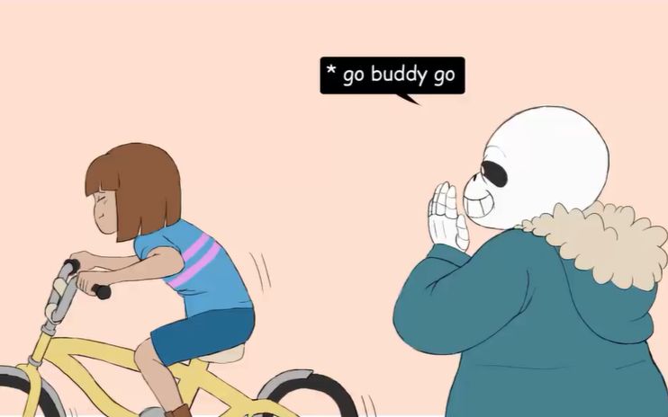 undertale有声漫画frisk学单车sans护